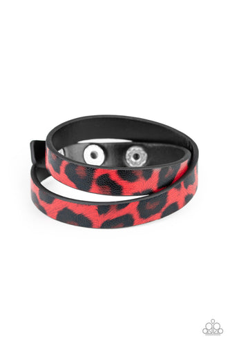 Paparazzi All GRRirl - Red Bracelet - Bauble and Bling Boutique 