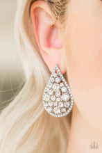 Load image into Gallery viewer, Paparazzi REIGN-Storm - White Earring - Bauble and Bling Boutique 