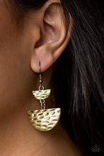 Load image into Gallery viewer, Paparazzi Triassic Triangles - Brass Earring - Bauble and Bling Boutique 